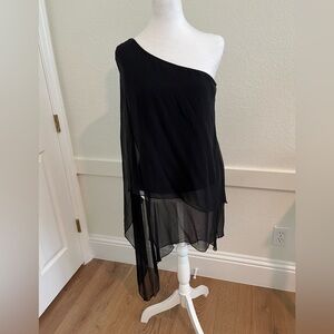 Dramatic St. John black chiffon blouse m